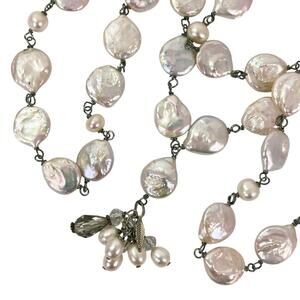 VTG Genuine Freshwater Baroque and Coin Pearl Opera Long Necklace 36" Continuous